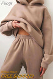 Suit Solid Casual Tracksuit Women Fleece 2 Pieces Set Winter Spring Sports Warm Sweatshirts Pullover Sweatpants