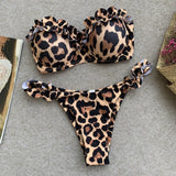 Micro Bikini Women Yellow Strapless Mesh Push Up Swimwear Sexy Solid Cut Out Brazilian Bathing Suit Thong Swimsiut