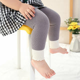 0 to 8 Yrs Spring Autumn Double Needle Leggings Girl Combed Cotton Ribbed Leggings Baby Soft Lace Knitted Pant For