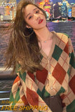 Women Elegant Patchwork Korean Style V-Neck Long Sleeve Minimalist Spring Female Clothes Newest Cozy Comfortable