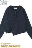 Cardigan Sweaters For Women Irregular Solid Loose O-Neck Korean Vintage Long-Sleeved Female Knit Cardigans Coat