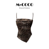 Fongt Little Wildcat Irregular Leopard Tectar Sling Vest Fashion Fishtail Ass Skirt Set
