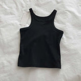 Fongt Cotton Slim Elastic Vest Female Spring And Summer New Pure Color Contracted Inside And Outside The Navel Base Sling-Outfit
