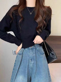 One-Word Collared Sweater For Women In Autumn And Winter, A Solid Color Casual Sweater, A Small Foreign Sweater.-Outfit