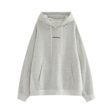 Letter Embroidery Baggy Hoodie-Outfit
