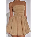 Fongt Sexy Shoulderless Strap-Less Braided Sleeveless Body-Cuffed Dress Super Short Skirt Black Small Gift