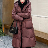 High Quality White Duck Down Down Jacket In The Long 2024 Winter New Hat Korean Version Slim Casual Coat Tide-Outfit