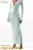 2023 Summer Women's Sexy Deep V Long Sleeve Backless Sequin Long Dress Elegant Luxury Sequin Long Dress Evening