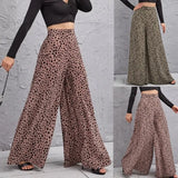 Fongt Version Of 2025 New Spring And Summer Loose High-Waisted Leopard Pattern Broad Leg Trousers