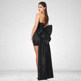 High-End Women's Black Sexy Folding Bag With A Thoracic Dress Can Be Removed With A Bow Trim