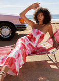 Summer New Breast-Thpack Digital Print Collar Dress Behind The Back Of The Hollow Dress