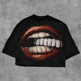 Fongt T-Shirt Five-Sleeved Loose Hip-Hop Top Tide Brand Series