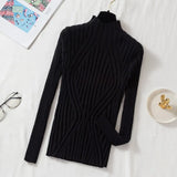 Autumn Rainbow Slim Solid Sweater Tops Pullover Knitted Sweater Women Casual Long Sleeve Office Lady Jumper Sweater