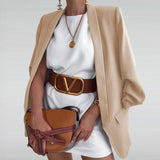 Autumn Women Solid Lapel Blazer Jacket Casual Long Sleeve Office Lady Work Suit Coat Elegant Femme Outerwear Cardigan
