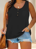 Fongt Women's Summer Sleeveless Button Solid Color U-Neck T-Shirt Women Can Open A T-Shirt Vest
