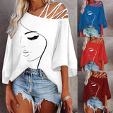 Fongt Autumn Fashion Splicing Loose Leisure Blouse Lady Print T-Shirt