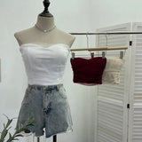 Fongt Babes Light Yarn Splicing Braless Sleeveless Top With Short Corset Corset Umbilized Bra Vest 8865
