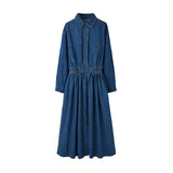 Fongt Autumn Japanese And Korean New Long-Term To Ankle Thin A-Size Dress High Waist Ocean Tone