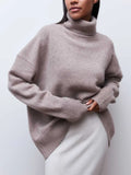 Women'sTurtleneck Winter Autumn Long Sleeve Tops Casual Loose Jumper Oversized Sweater Thick Warm Knitted Pullover for Women-Outfit