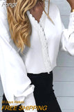 Women Elegant V-Neck Patchwork Print Button Blouse Shirts 2023 Spring Fashion Off Shoulder Pullover Tops Office Lady Slim