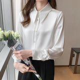 Fongt Long-Sleeved Vertiny Shirt In Autumn 2025 Female OL Commuting Leisure Thin Simple Gloss Temperament Shirt