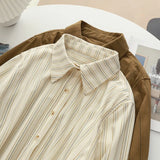 Fongt Care Fine Wicked Striped Collar Long-Sleeved Shirt Women's Autumn And Winter New Overlays Thick Shirt Coat Top