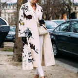 Fongt New 2025 Autumn Women's Long-Sleeved Collar Coat Prints The Long