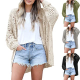 Fongt And Autumn New Fashion Lady Cardigan Long Sleeve Hollow Out Horse Hair Sweater