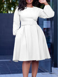 Fongt With Belt African Women's Clothing 2025 Autumn And Winter 2025 New Long-Sleeved Elegant Collar Dress