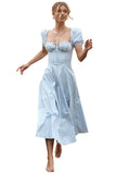 Fongt New Summer Fashion Bubble Sleeves With Open Fork Dress Dress Woman Summer