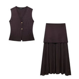 Fongt Summer New Temperament Fashion V-Neck Sleeveless Single-Claw Buckle Solid-Colored Vest Vest Women 4192015