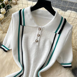Fongt Scented Knitted Dress Woman's New French Retro Collar Bump Color Waist Thin Leaf Side Sweater Skirt