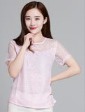 Fongt Shooting 2025 Summer Dress New Bottoming Tops To Put On White Round-Neck Short-Sleeved Lace Chiffon Shirt