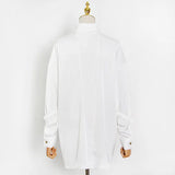 Fongt Cardigan Female Top Spring 2024 New Striped Metal Button Lapel Loose Type Thin Temperament Shirt-Outfit
