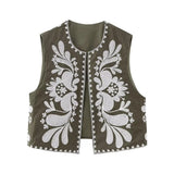 Summer Women's Wear Urban Leisure Vest Embroidered Cardigan 6895028-Outfit