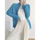 Fongt Folds 2025 Summer New Coat Pop Loose Thin Folded Shirt Cardigan Woman