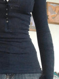 Lace Buttoned Long Sleeve Tee-Outfit