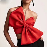 Fongt Bow Wrapped In Bras And Shoulders With Short Shirt Women Women Tops Direct Selling