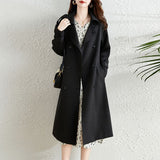 This Year Popular In The Long Style Versatile British Trench Coat Female Spring And Autumn Foreign Style Rice White Small Suit Coat-Outfit