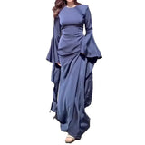Fongt Summer New Round Collar Horn Sleeve Women's Sexy Dress Dress Dress
