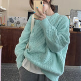 New 2021 Autumn Winter Women's Sweaters Pullover Warm Minimalist Korean Solid Elegant Wild Ladies Pink Tops