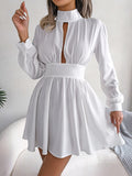 Wind Shooting Spring And Summer Sexy Hollow Waist Swing Dress Women's