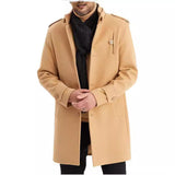 Fongt Version Of 24 New Large-Size Hairy Coat Men's Single Buckle Long Coat Epaulets