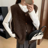 Fongt Plush Velvet Vest Korean Simple Soft Sweater Women Loose Folding Knitting Shoulders