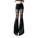 Fongt New Women's Hottie Fashion Crack Hollow Design Bow Tie Strap To Repair Micro-Trumpet Pants