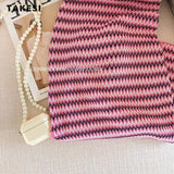Women Short Sleeve Round Neck Striped Luxury Sheath Mini Dresses 2023 Summer Patchwork High Waist Slim Fit Knitting