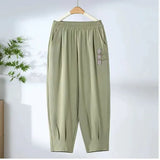 Fongt Mother Pants Summer Thin Eight-Point Pants High Waist Straight Middle-Grade Women's Trousers Loose Leisure