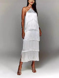 Fongt Fashion Hanging Neck Solu Back Open Dress