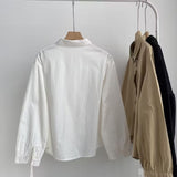 Fongt Spring And Autumn Small Long-Sleeved Shirt Loosely Irregular Swing Shirt Collar Literary Thin Single Buckle