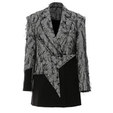 Fongt New Tassel Personality Material Irregular Splicing Five-Pointed Star Loose Version Of The Suit Jacket 1624